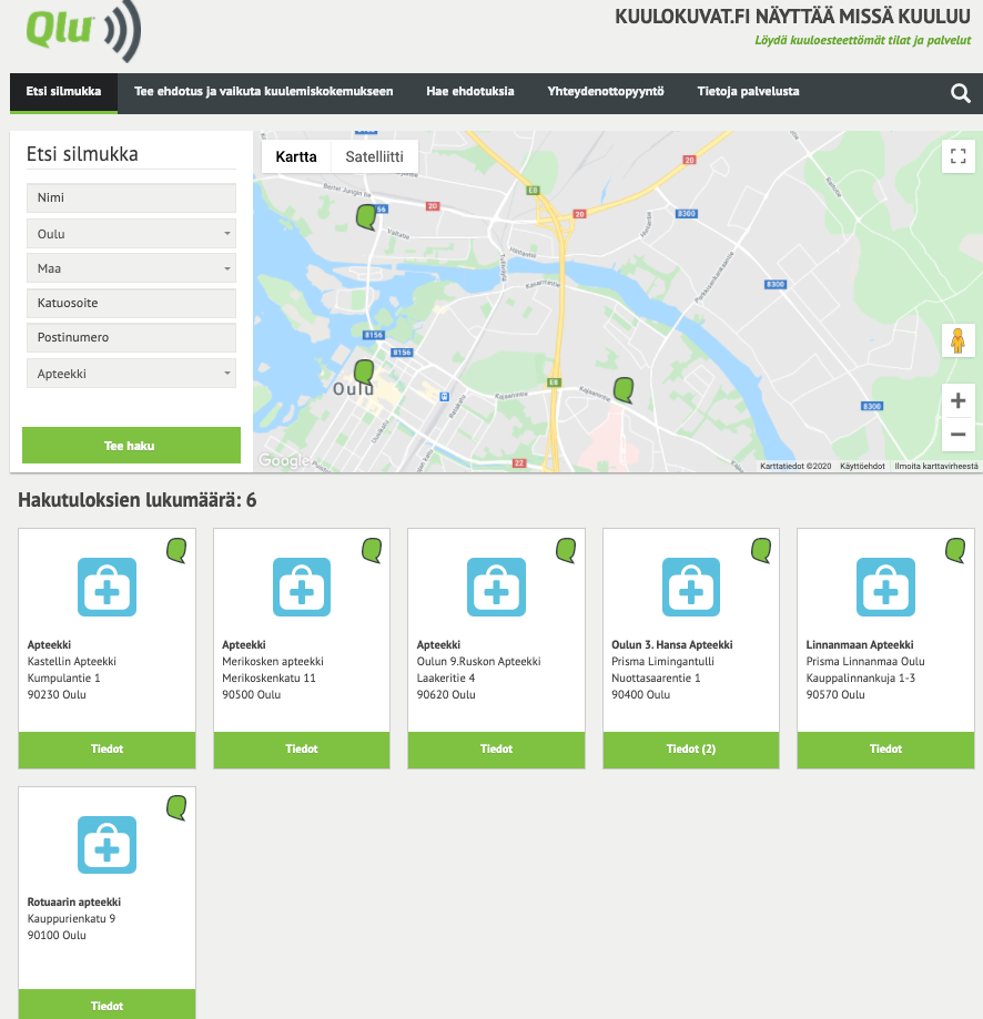Kuulokuvat hakutulos haulla apteekit Oulussa